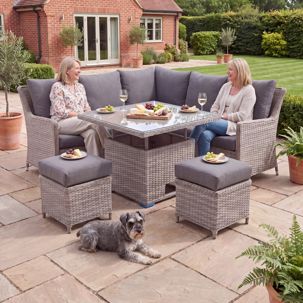 Nova Magnus Compact Corner Sofa Lounge Dining Set with Square Rise & Fall Table (Plus), N27214