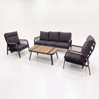 Nova Harvey 3 Seater Sofa Reclining Lounging Set with Rectangular Coffee Table, Grey, N27008