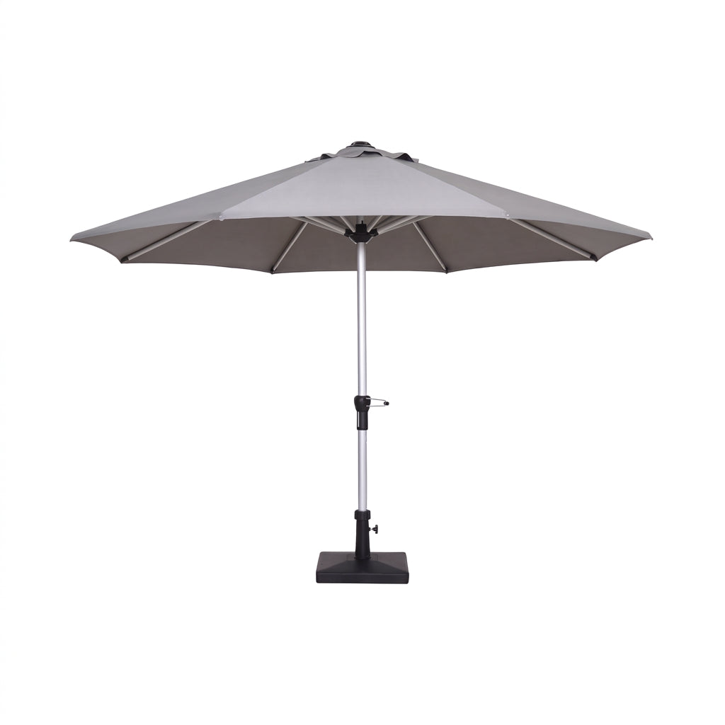 Nova Solis Enzo Crank Operated Deluxe Parasol, 3.0m round, Light grey, N24255