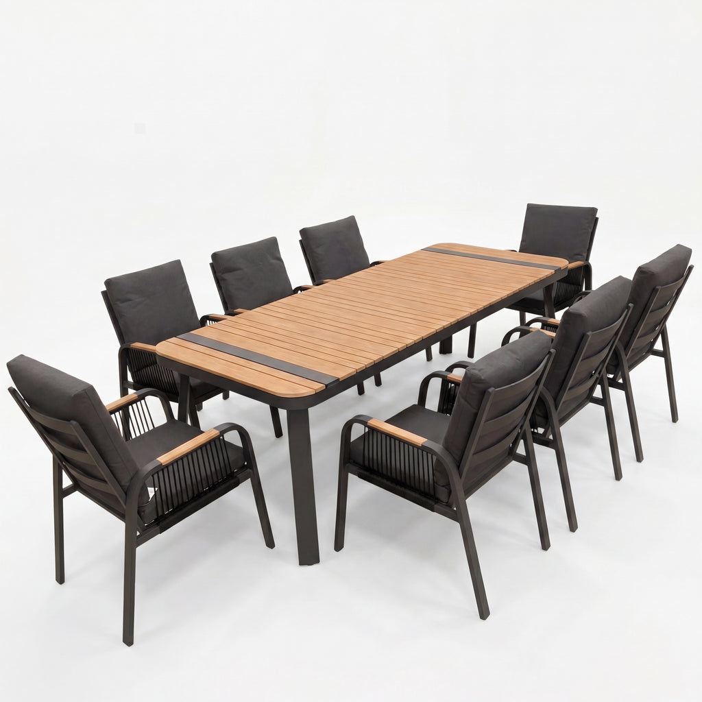 Nova Harvey 8 Seat Dining Set with 2.2 x 0.9m Rectangular Table, Grey, N27013