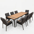 Nova Harvey 8 Seat Dining Set with 2.2 x 0.9m Rectangular Table, Grey, N27013