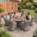Nova Ivy 6 Seat Dining Set with 1.4m Round Table (Ceramic Glass), N26025
