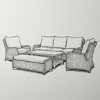 Nova Avery Grande 3 Seater Reclining Sofa Lounge Dining Set with Rectangular Rise & Fall Table (Plus), Grey, N27096