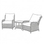 Nova Avery Grande 3pc Reclining Lounging Set with Square Side Table, Grey, N27097