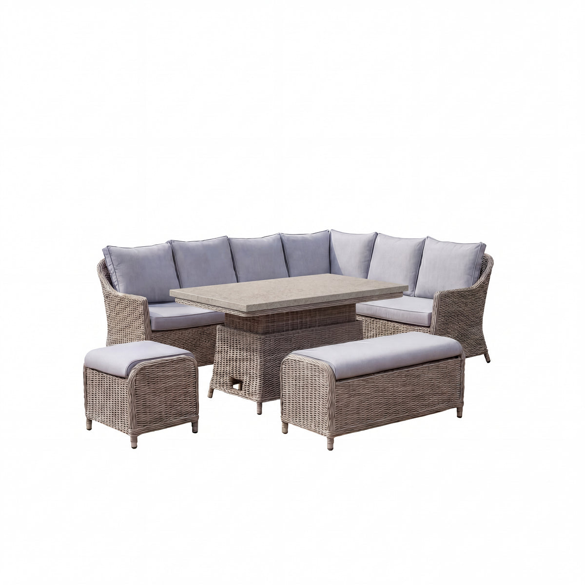 Nova Ivy Right Hand Corner Sofa Lounge Dining Set with Rectangular Rise & Fall Table, N26008