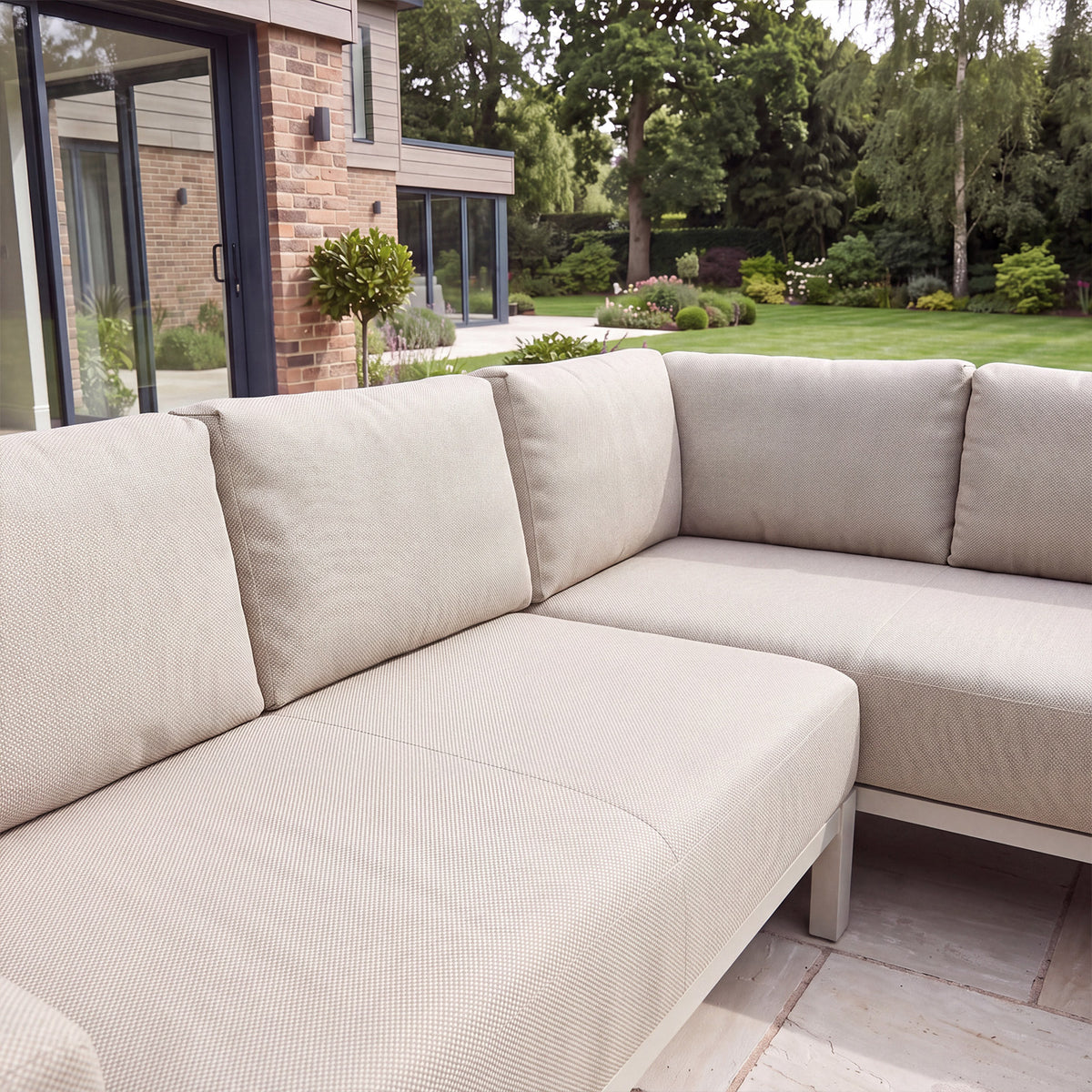 Nova Aire Corner Sofa Lounging Set with Square Coffee Table, Pebble, N27236