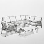 Nova Harvey L-Shaped Corner Sofa Lounge Dining Set with Rectangular Rising Table (Plus), Grey, N27001