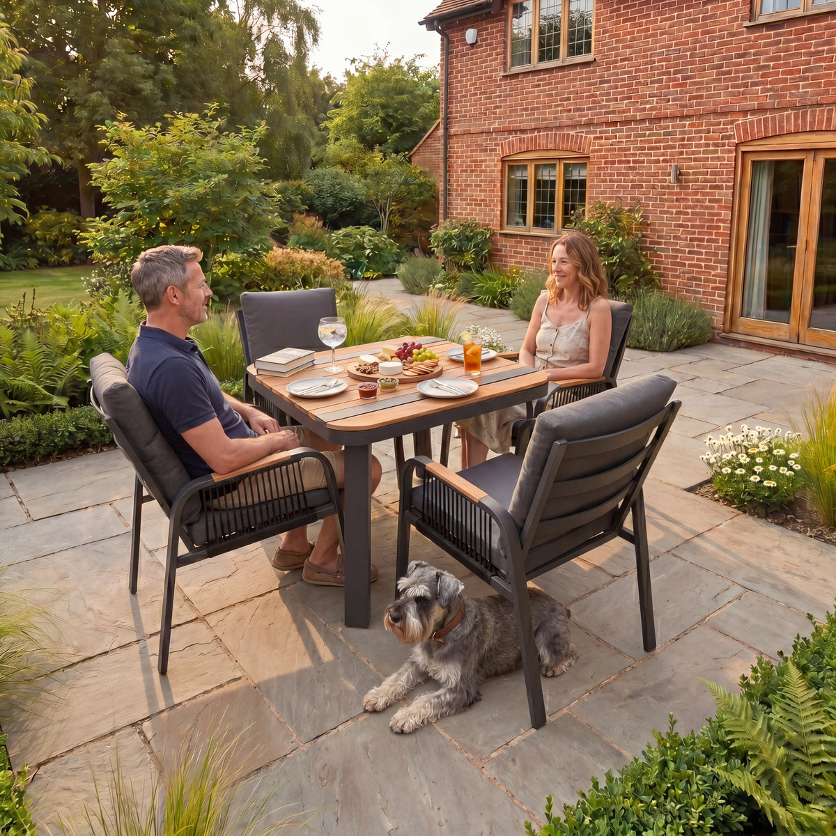 Nova Harvey 4 Seat Dining Set with 0.9m Square Table, Grey, N27011