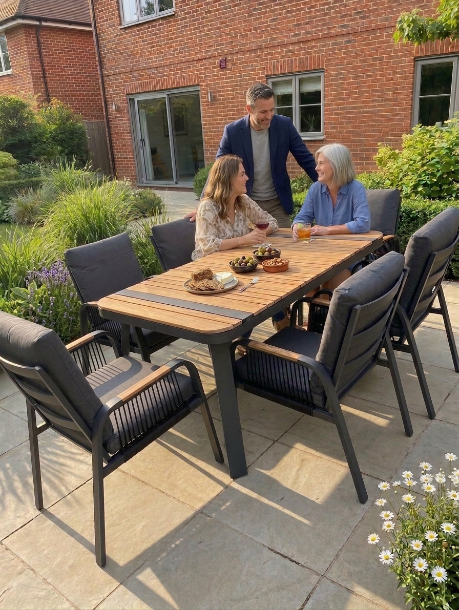 Nova Harvey 6 Seat Dining Set with 1.6 x 0.9m Rectangular Table, Grey, N27012