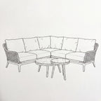 Nova Autumn Corner Sofa Lounging Set with Round Coffee Table & Side Table, Beige, N27121