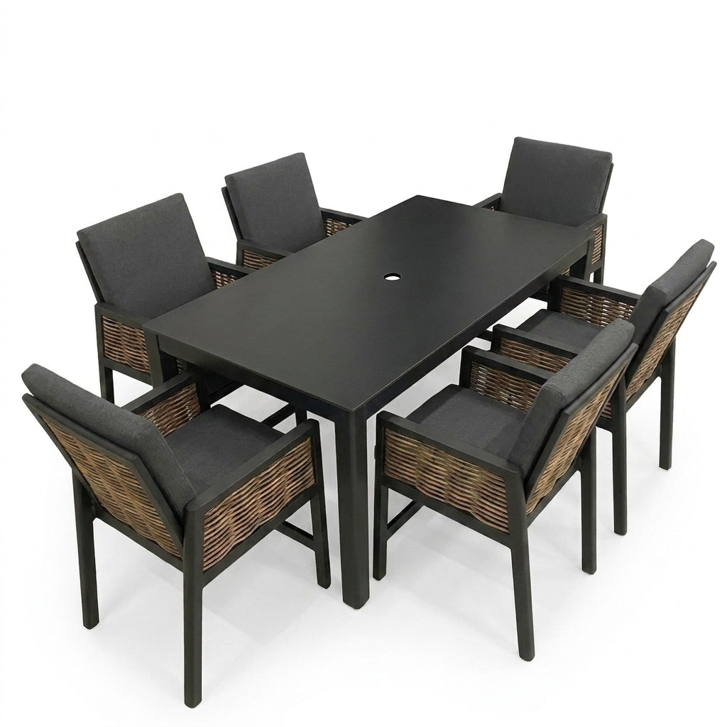 Nova Oscar 6 Seat High Dining Set with 1.8 x 0.9m Rectangular Table, Beige, N27023