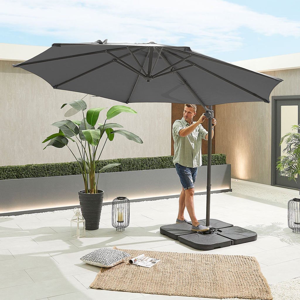 Nova Solis Cantilever Parasol, 3m Round, Grey, N17660