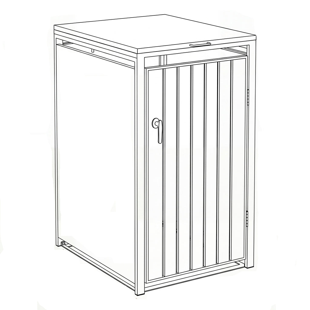 Nova Luna 240L Single Wheelie Bin Storage Cupboard with Vertical Slatted Door, Grey, N27144