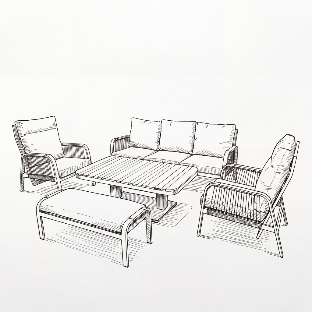 Nova Harvey 3 Seater Sofa Reclining Lounge Dining Set with Rectangular Rising Table (Plus), Grey, N27005