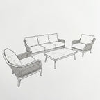 Nova Autumn 3 Seater Sofa Lounging Set with Rectangular Coffee Table, Beige, N27123