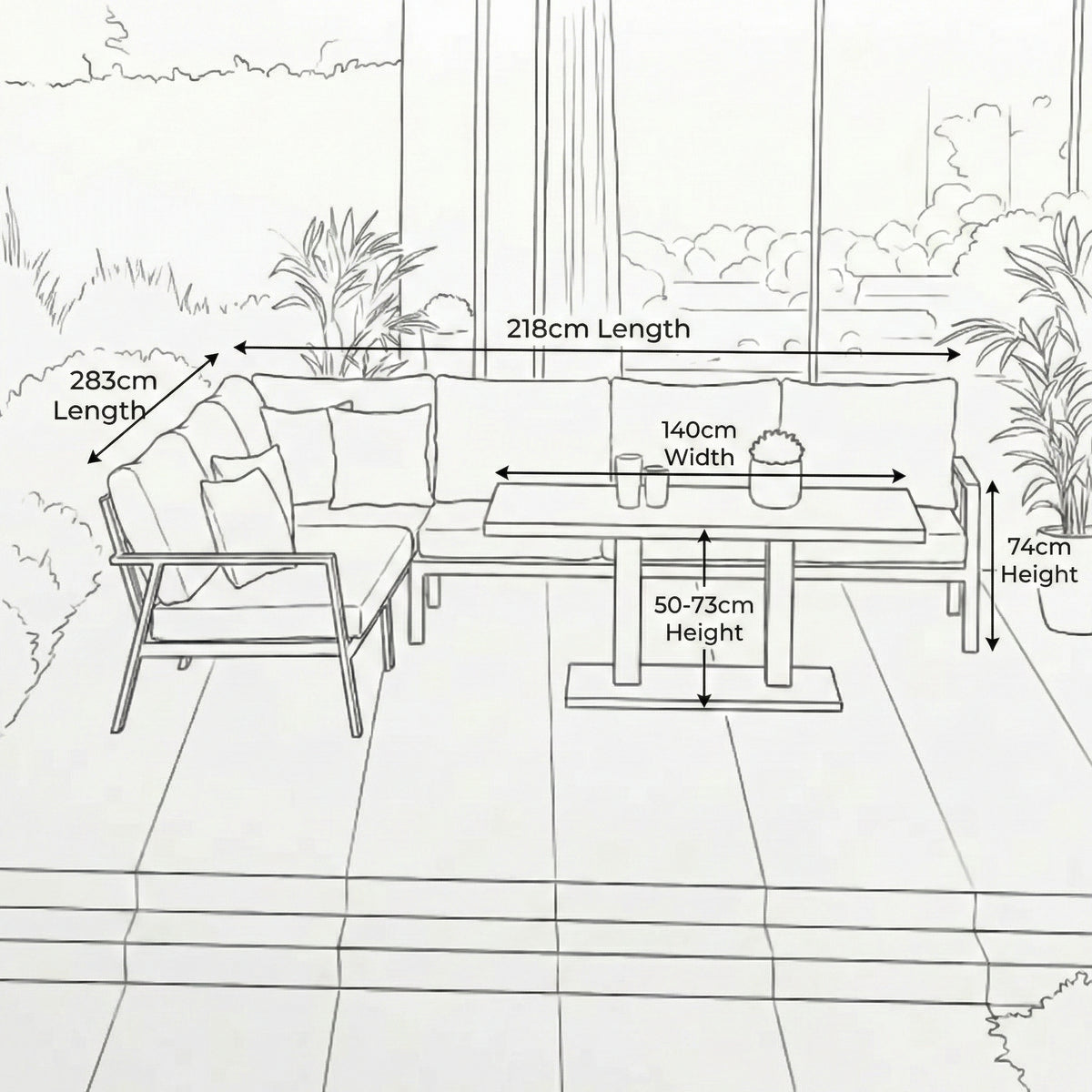 Nova Phoenix L-Shaped Corner Sofa Lounge Dining Set with Rectangular Rising Table, N25019