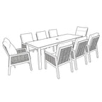 Nova Oscar 8 Seat Dining Set with 2.4 x 0.9m Rectangular Table, Beige, N27022