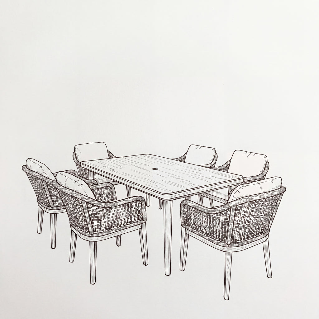 Nova Autumn 6 Seat Dining Set with 1.6 x 0.9m Rectangular Table, Beige, N27127