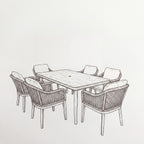 Nova Autumn 6 Seat Dining Set with 1.6 x 0.9m Rectangular Table, Beige, N27127