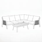 Nova Harvey L-Shaped Corner Sofa Lounging Set with Rectangular Coffee Table, Grey, N27006