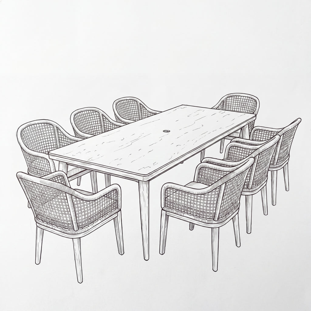 Nova Autumn 8 Seat Dining Set with 2.2 x 0.9m Rectangular Table, Beige, N27128