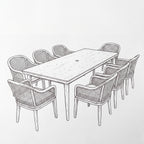 Nova Autumn 8 Seat Dining Set with 2.2 x 0.9m Rectangular Table, Beige, N27128