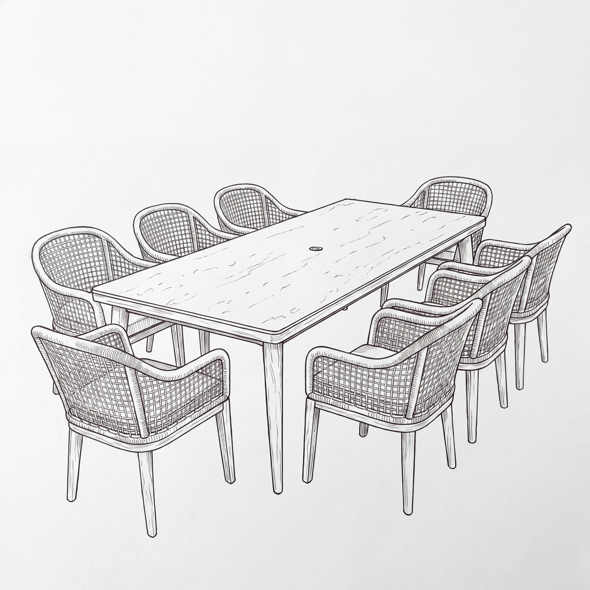 Nova Autumn 8 Seat Dining Set with 2.2 x 0.9m Rectangular Table, Beige, N27128