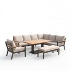 Nova Heidi Right Hand Corner Sofa Lounge Dining Set with Rectangular Rising Table, N25001