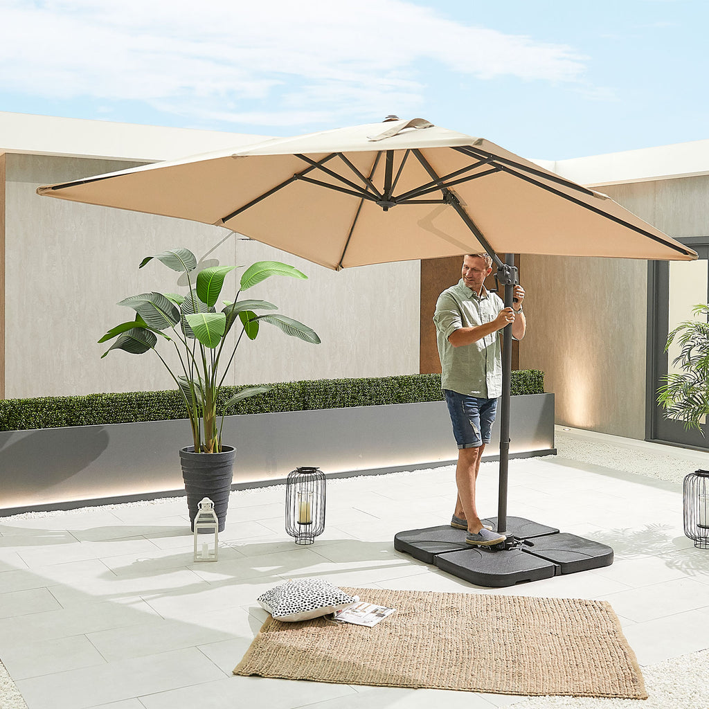 Nova Solis Cantilever Parasol, 2.5m Square, Beige, N17661