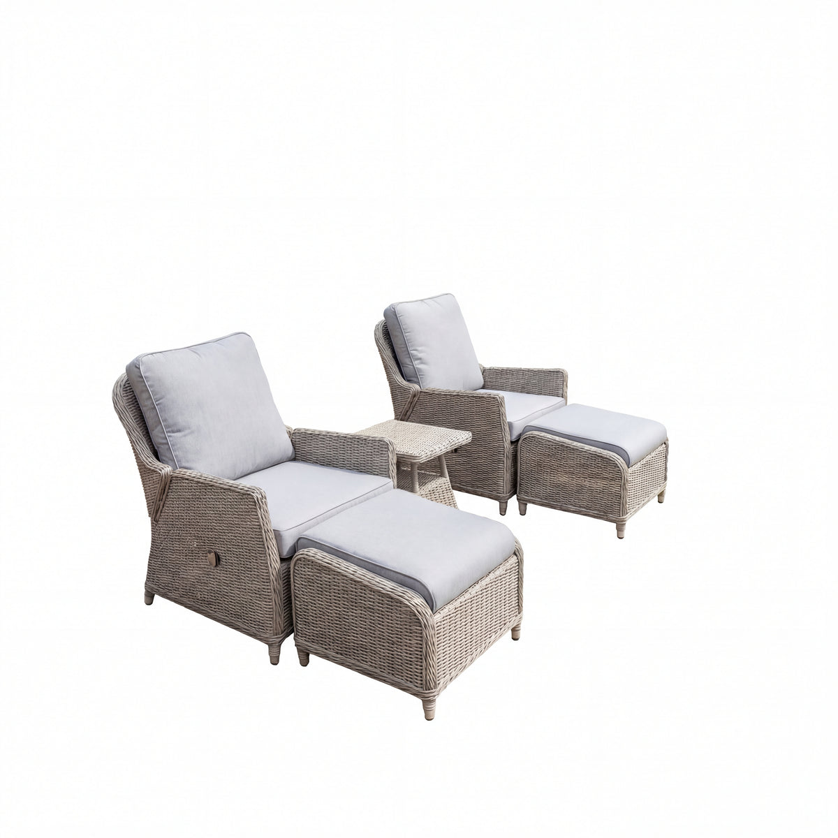 Nova Ivy 5pc Reclining Lounging Set with Square Side Table, N26013