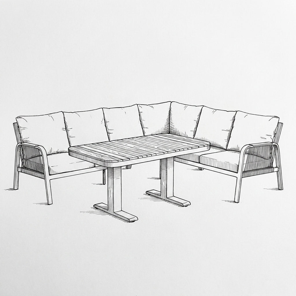 Nova Harvey L-Shaped Corner Sofa Lounge Dining Set with Rectangular Rising Table, Grey, N27000