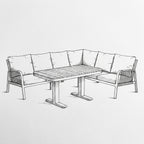 Nova Harvey L-Shaped Corner Sofa Lounge Dining Set with Rectangular Rising Table, Grey, N27000