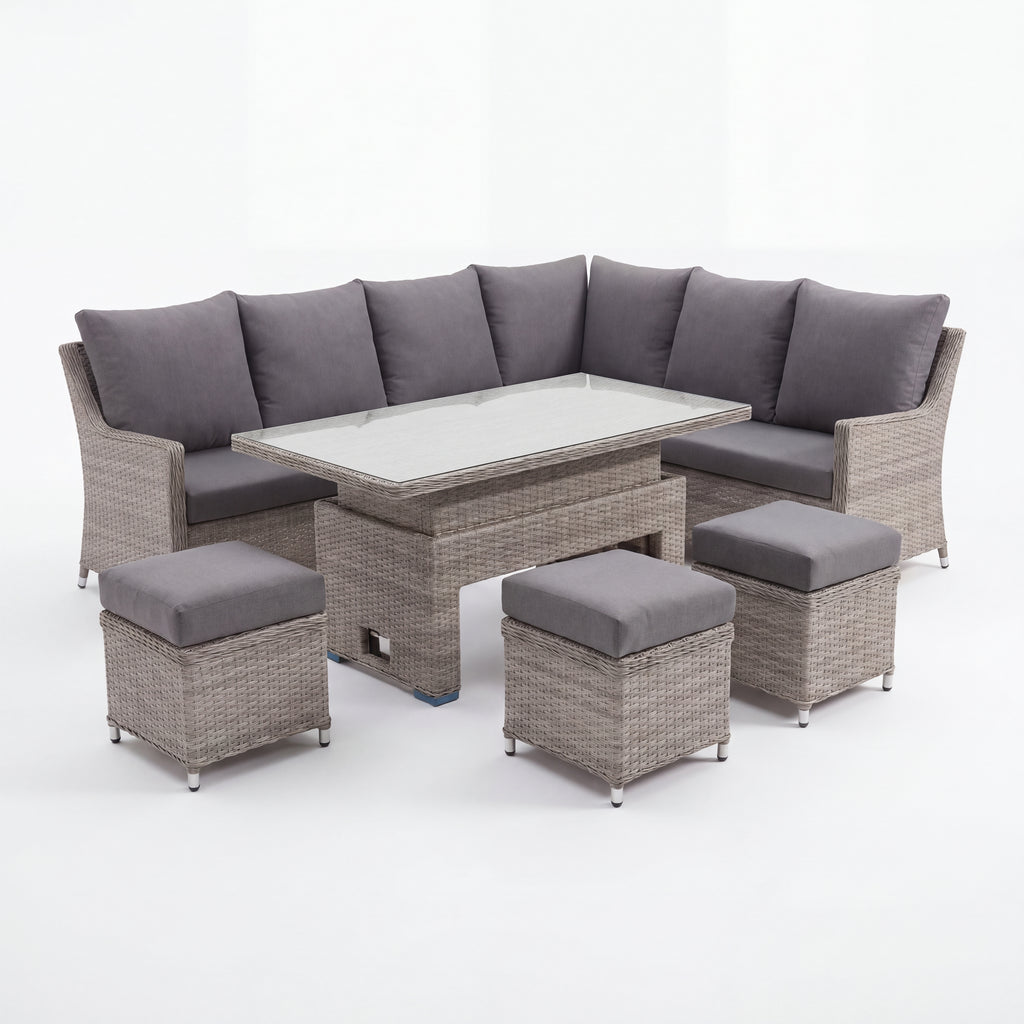 Nova Magnus Right Hand Corner Sofa Lounge Dining Set with Rectangular Rise & Fall Table, N27042