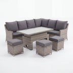 Nova Magnus Right Hand Corner Sofa Lounge Dining Set with Rectangular Rise & Fall Table, N27042