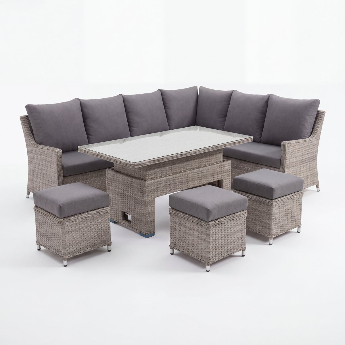 Nova Magnus Right Hand Corner Sofa Lounge Dining Set with Rectangular Rise & Fall Table, N27042