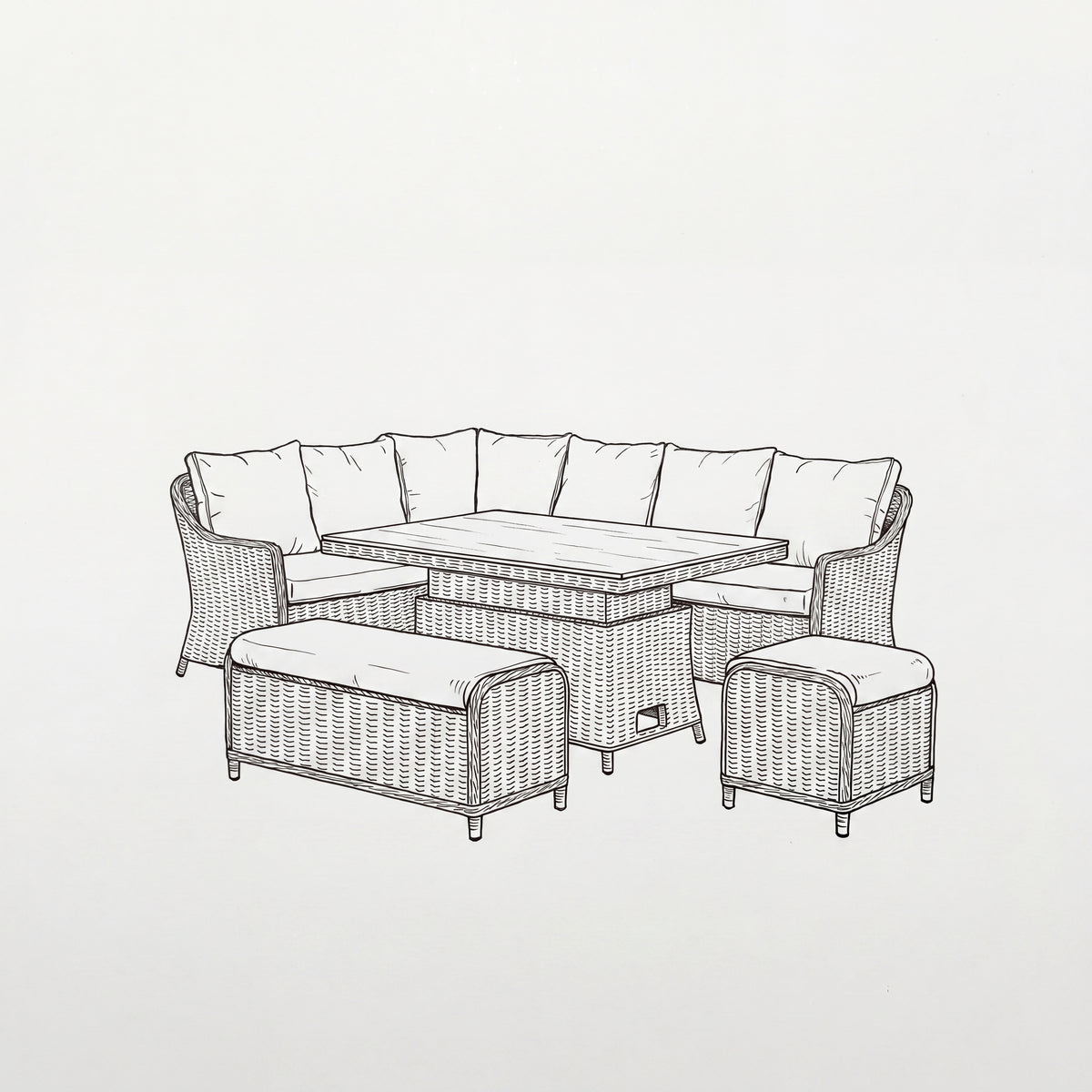 Nova Ivy Left Hand Corner Sofa Lounge Dining Set with Rectangular Rise & Fall Table, N26007