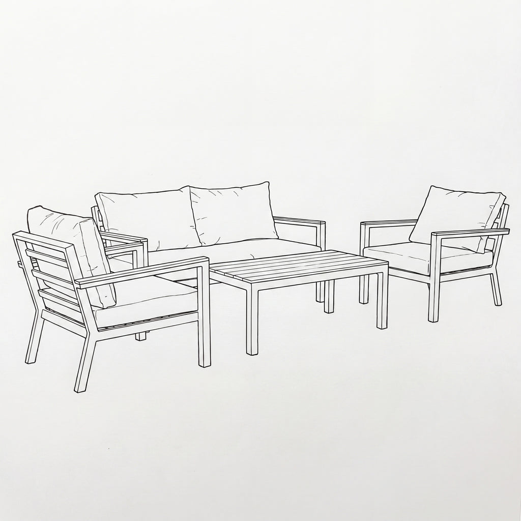 Nova Heidi 2 Seater Sofa Lounging Set with Rectangular Coffee Table, N25006