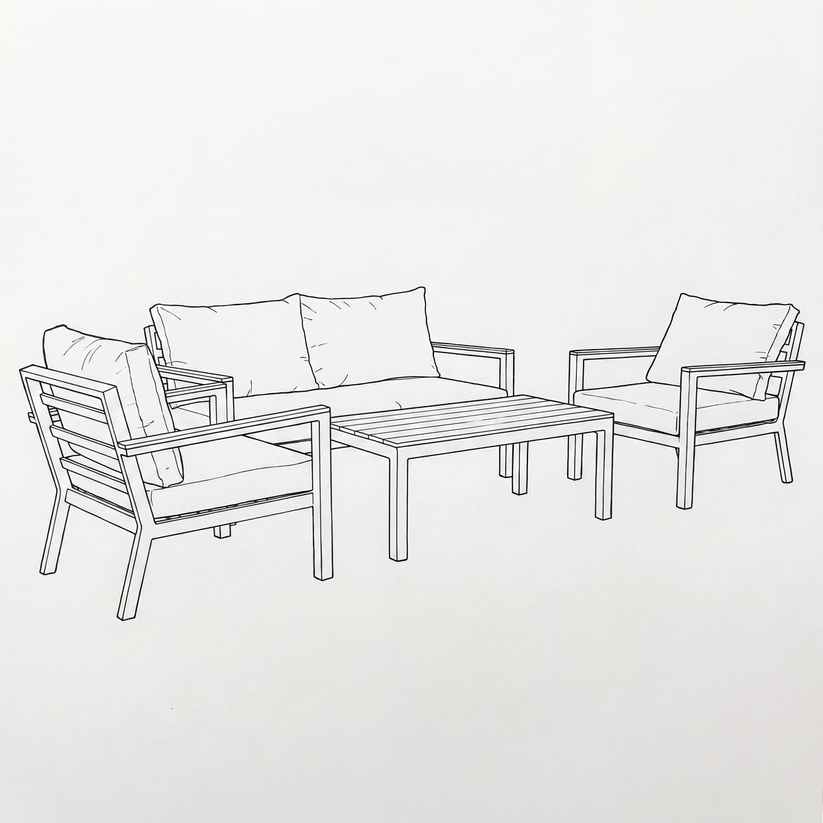 Nova Heidi 2 Seater Sofa Lounging Set with Rectangular Coffee Table, N25006