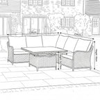 Nova Ivy Corner Sofa Lounge Dining Set with Square Rise & Fall Table, N26009