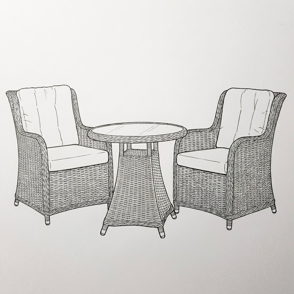 Nova Avery 2 Seat Bistro Set with 0.75m Round Table (Clear Glass), Grey, N27101