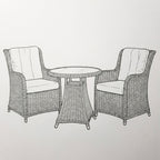 Nova Avery 2 Seat Bistro Set with 0.75m Round Table (Clear Glass), Grey, N27101
