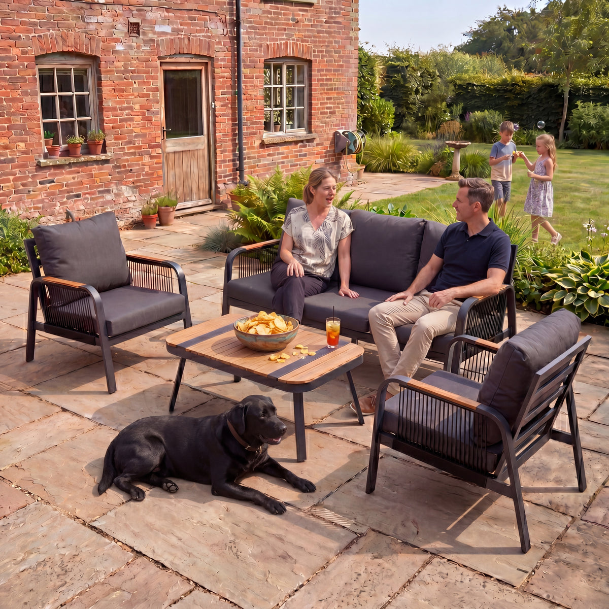 Nova Harvey 3 Seater Sofa Lounging Set with Rectangular Coffee Table, Grey, N27007