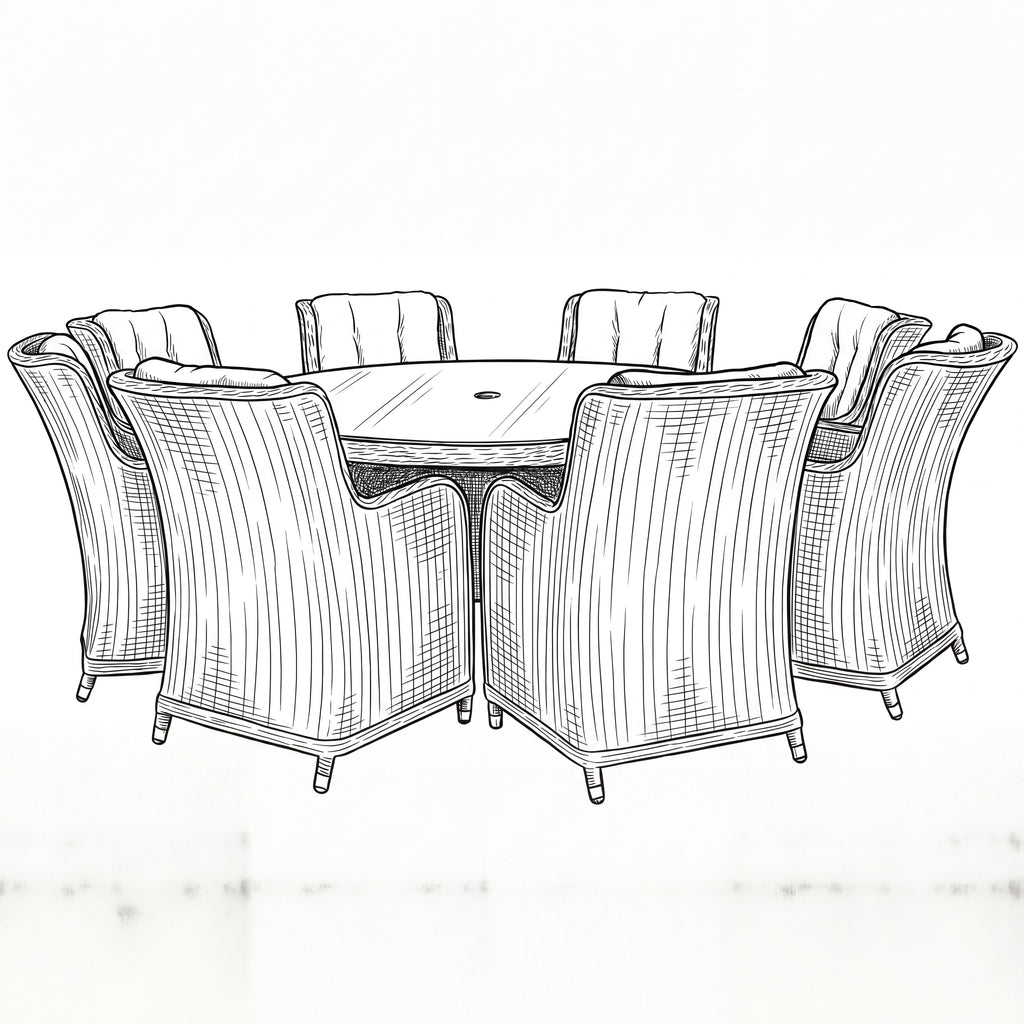 Nova Avery 8 Seat Dining Set with 1.8m Round Table (Clear Glass), Grey, N27104