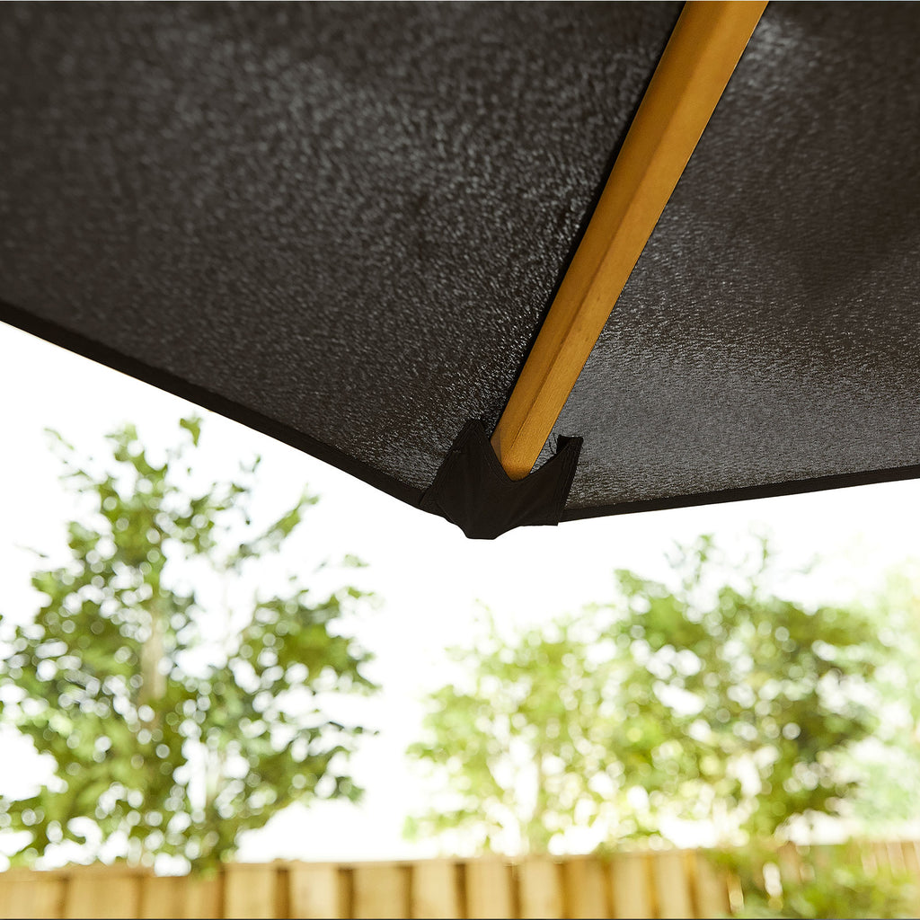Nova Sylva Wooden Parasol, 2m Round, Black, N15270