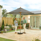 Nova Sylva Deluxe Wooden Parasol, 3m Round, Grey, N17226