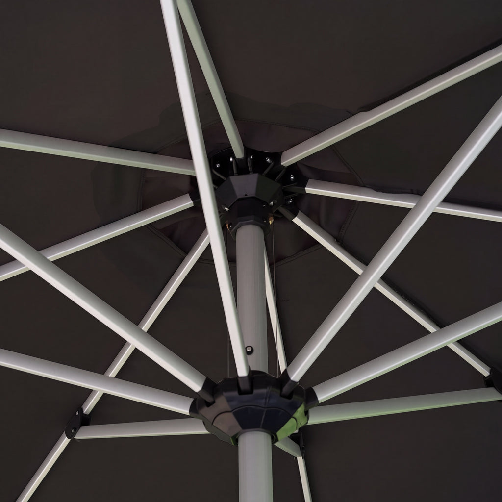 Nova Solis Enzo Crank Operated Deluxe Parasol, 3.0m round, Dark grey, N24256