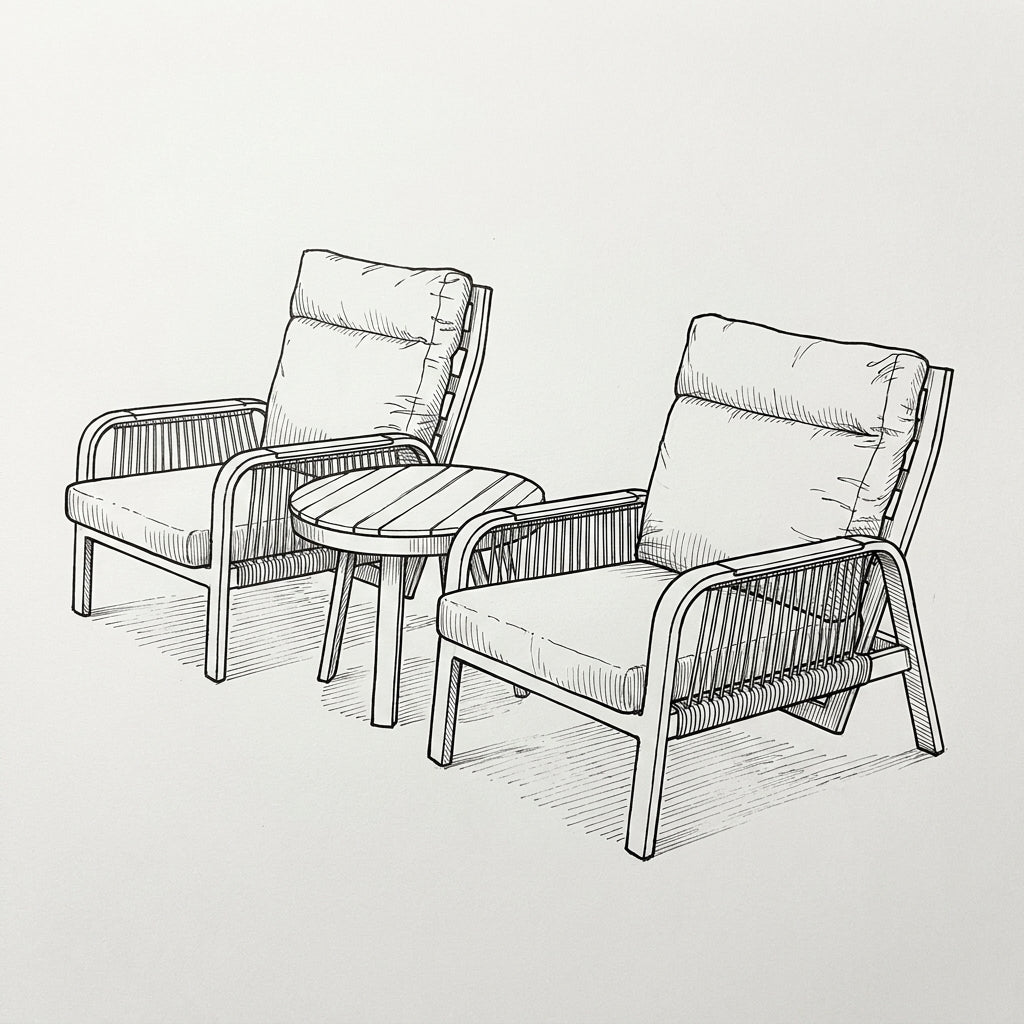 Nova Harvey 3pc Reclining Lounging Set with Round Side Table, Grey, N27009