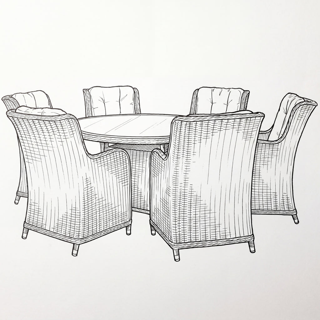 Nova Avery 6 Seat Dining Set with 1.4m Round Table (Clear Glass), Grey, N27103