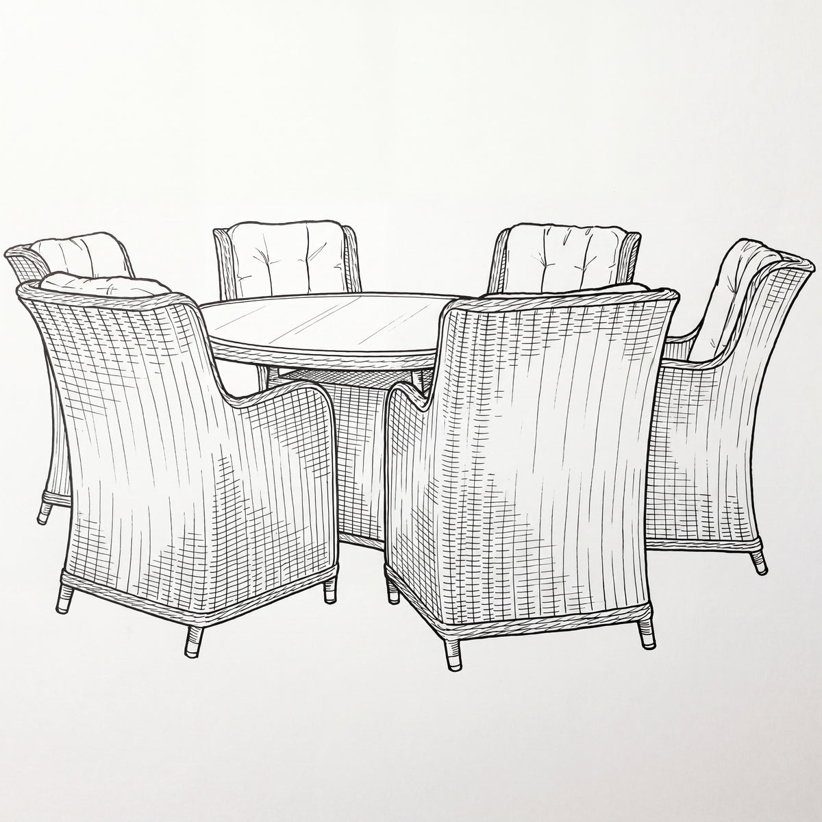 Nova Avery 6 Seat Dining Set with 1.4m Round Table (Clear Glass), Grey, N27103