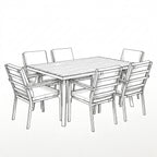 Nova Heidi 6 Seat Dining Set with 1.5 x 1.0m Rectangular Table, N25015